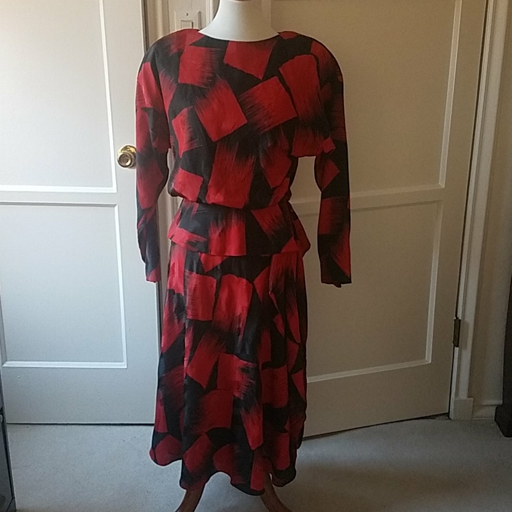 Raoul vintage black and red dress with ruffles